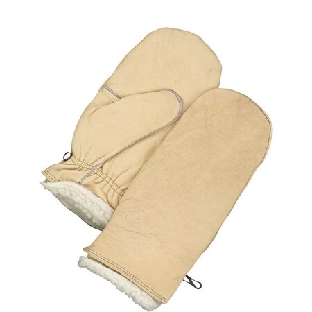 Bdg Lined Leather Mitt, Cowhide Palm, Pile Lining, Shirred Elastic Wrist Cuff 50-9-227-M-K